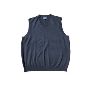 Club Room Estate Merino Wool Sweater Vest Size L Black Preppy Cozy Core Workwear